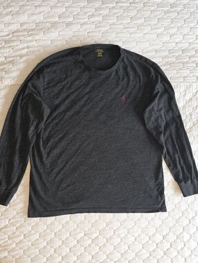 Polo by Ralph Lauren Charcoal Long-Sleeve Crew Neck T Shirt Sz Large Worn Once